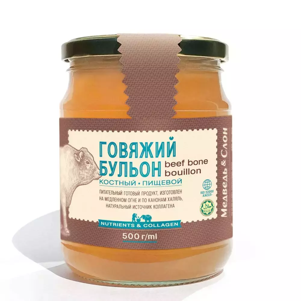 Говяжий бульон костный | ХАЛЯЛЬ | 500г NEW Медведь и Слон